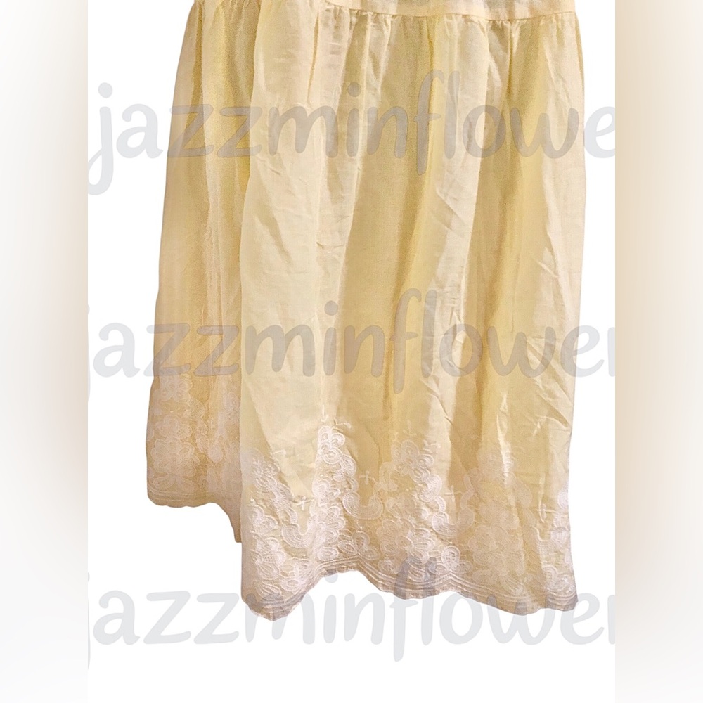 Trixxi butter yellow open tie back embroidered hem fit & flare dress size M new - Picture 5 of 17